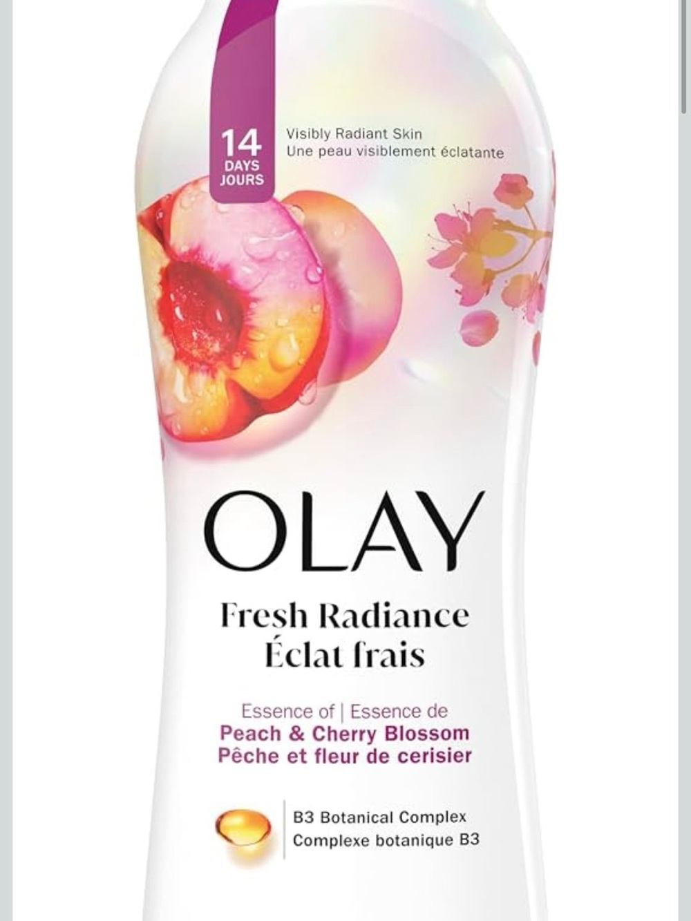 OLAY Fresh Radiance Peach & Cherry Blossom Body Wash — White, Pink, Orange